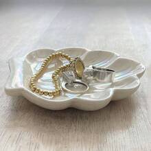 Conch Shape Jewelry Dish Ceramic Holder Ring Trinket Tray, Ocean - Themed Decorative Trinket Dish, Suitable Mother Friend Sister, Gifts Women, Home Decor Trinket DishSea Blue - 貝殼白 - 查看 3