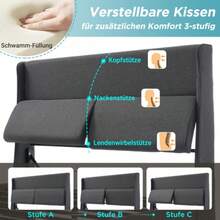 Upholstered Double Bed 140x200cm With Adjustable Headrest, Hydraulic Bed Frame With Storage Space, Linen Bed Frame, Metal Slat Bed Frame, Grey (Mattress Included). - Dark Grey - View 8