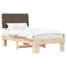 vidaXL Bettgestell Mit Gepolstertem Kopfteil In Taupe, 90 X 200 Cm - Grey - View 2