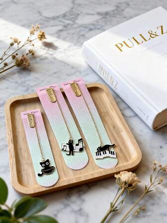 4pcs Little Black Cat Pendant Bookmarks, Stationery And Learning Supplies Creative Cute Student Learning Stationery Reading Auxiliary Bookmarks, School Supplies, Kawaii Stationery, Suitable For School Reading Library Reading, School Supplies