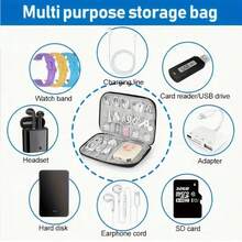 1pc Portable Watch Band Storage Box, Travel Organizer Bag For Watch Bands, Jewelry, USB Cables, Chargers With Durable Elastic Loop And Mesh Pocket