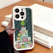 Estuche de Teléfono Caja de Regalo de Navidad Patrón de Árbol Para  15 Pro Max  14 Plus  13 Mini  12  Galaxy S24 S23 S22 S21 Protector de Teléfono Estuche de Teléfono para Pareja Regalo para Él Ella Presente de Vacaciones - Negro - Ver 3