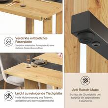 Scandinavian Style Wooden Dining Table, 150 Cm, Oak Finish, 2.8 Cm Thick Top, Non-Slip Pads, Waterproof And Scratch Resistant, Ideal For The Living Room, Kitchen Or Dining Room. - Camel - View 2