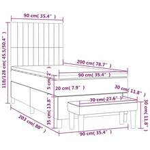 vidaXL Boxspringbett Mit Matratze, Schwarz, 90x200 Cm, Samt - Schwarz - Übersicht 8