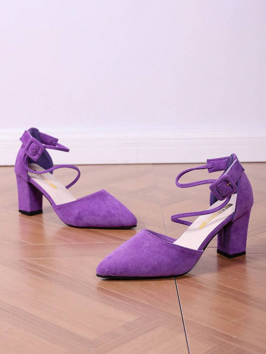 1 Pair Fashionable High Heel Sandals, Suitable For Teenagers, Casual Vacation, Elegant And Comfortable Beach Sandals - Purple - View 1