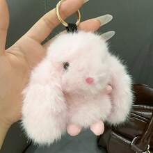 仿貂毛可爱兔子玩偶挂件钥匙扣，毛绒兔子玩偶包包挂件，卡通汽车钥匙扣饰品配件装饰——礼品。家居装饰、派对装饰、生日礼物和各种节日礼物的完美之选，时尚。时尚单品。奢华。缝纫。DIY。 - 彩色 - 查看 4