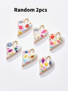 2/50pcs Random Multi-Color Fashionable Dark Heart & Devil's Eye Pendant, Suitable For DIY Necklace, Bracelet, Earring, Keychain, Phone Chain, Couple Gift Jewelry Making - Multicolor - View 41