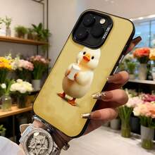 Funda de teléfono con diseño de pato bebé amarillo para iPhone funda protectora de color dorado con estampado de pato sosteniendo taza de café ideal para uso diario y regalos divertidos Aplicable a los teléfonos de la serie Apple y Galaxy - Blanco - Ver 6