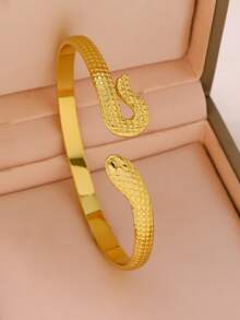 1/3 pièces Ensemble de bracelets en acier de titane pour femmes - Conception de clôture ovale en forme de cœur creux et de serpent, accessoire de mode haut de gamme résistant à la décoloration