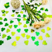 140pcs St. Patrick's Day Colorful Confetti, Clover Pattern, Green, Party Table Decor, Glitter Sprinkles, Or For DIY Lucky Clover Party Supplies - Multicolor - View 6