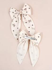 2 chiếc kẹp tóc hình nơ trái tim in họa tiết cho bé gái, kẹp tóc hình nơ đính ngọc trai có đuôi, kẹp tóc nhung màu be, ấm áp, dễ thương, ngọt ngào, kẹp tóc hàng ngày, phụ kiện tóc cho tuổi teen. - Nhiều màu - Xem 4