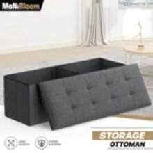 43" Dark Gray Folding Storage Ottoman Foot Stool Bench Chest W/Flipping Lid - 深灰色 - 查看 4