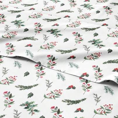 Twin Christmas Mistletoe Sheet Set - Holiday Xmas Pattern Bedding Set - Deep Pockets - Snug Fit - 3 Piece - Wrinkle Free - Comfy &Amp; Cooling Festive Winter - Holiday Sheets For Women, Men, Kids &Amp; Teens