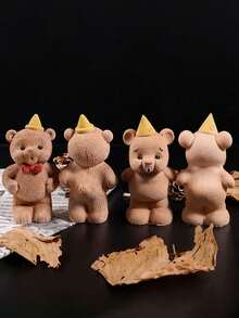 1pc 3D Cute Bear Blowing Candle Figurine Resin Mold, DIY Cement Clay Gypsum Backhand Bear Decor Resin Casting Mold - Home Decor Mold, Wedding Birthday Creative Gift Figurine, Handmade Casting Essential Mold - White - View 4