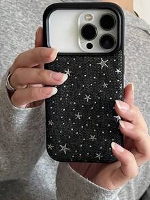 秋冬牛仔星空手机壳，兼容 17 Pro Max、Apple 14、17 Pro、新款 15 Pro、16 Pro Max、16，柔软保护套，防摔 - 黑色 - 查看 4