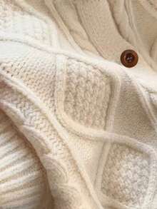 Casual Button Textured Knit Sleeveless Sweater Top - Apricot - View 5