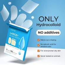 TKTK Large Pimple Patches For Face, 60 X 30 Mm XL Acne Patches, Big Hydrocolloid Bandages For Body, Back, Forehead, Chin, Neck Blemish Zit Breakouts (Oval, Square, Dot 5 Sizes 124 Count) - ColorA - 查看 6