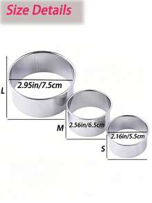 Metalowe foremki do ciastek 1/3 szt., okrągłe foremki do ciastek, okrągła foremka do ciastek i ciasta ze stali nierdzewnej, różne rozmiary, niezbędne na powrót do szkoły - Srebro - Zobacz 4