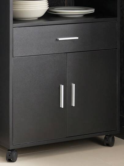 SoBuy FSB09 SCH, Mobile Kitchen Cabinet Microwave Oven Storage Trolley Dining Room On Wheels, Zwart view 8