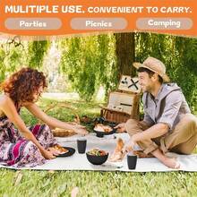 Black Reusable Tableware Set, Plates, Bowls, Cups, Durable, Suitable For Home Kitchen, Dining Room, Camping, Outdoor - Black - View 7