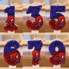 Spider-Man Original Fun Figure Candles Superhero Spiderman 0-7 Candles Cupcake Toppers Cake Decoration For Boy Party Favors