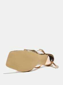 Women's High Heel Sandals, Suitable For Spring/Summer Parties, Elegant Rhinestone Embellished Pointed Toe Ankle Strap Stilettos, Comfortable And Adjustable, Champagne Color, Versatile Formal Wear