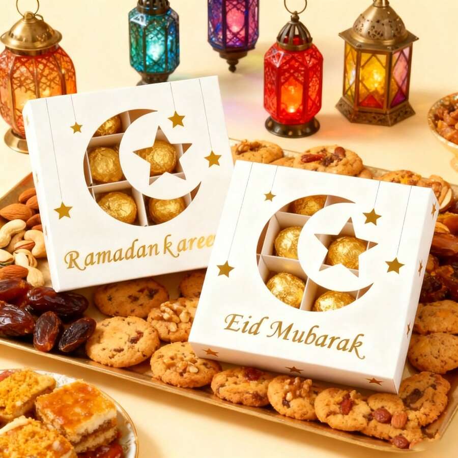 Ramadan Crescent Moon Camel Candy Box, Eid Al-Fitr Premium Biscuit Snack Box, Ramadan Snack Packaging Gift Box, Suitable For Eid Al-Fitr Party, Eid Al-Adha, Ramadan Gift Box - Multicolor - View 1