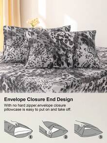 3pcs Leopard Print Bedding Set, Soft & Skin-Friendly Bed Linens Set, Includes 1 Duvet Cover & 2 Pillow Shams - Multicolor - View 7