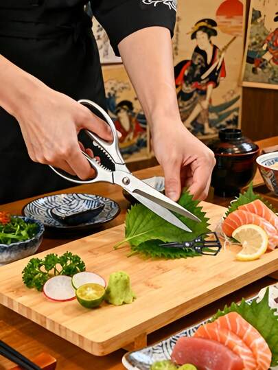 กรรไกรทำครัวสแตนเลสสตีลระดับมืออาชีพ - กรรไกรอเนกประสงค์คมกริบ เหมาะสำหรับเนื้อสัตว์ ผัก และกระดูก - ตัวเลือกที่เหมาะสำหรับการเตรียมไก่งวงวันขอบคุณพระเจ้า
