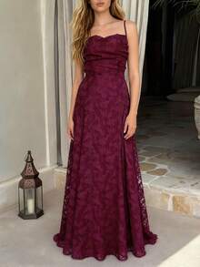 Vestido de cóctel elegante de mujer de unicolor con espalda descubierta y lazo