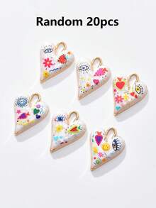 2/50pcs Random Multi-Color Fashionable Dark Heart & Devil's Eye Pendant, Suitable For DIY Necklace, Bracelet, Earring, Keychain, Phone Chain, Couple Gift Jewelry Making - Multicolor - View 30