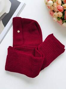 女士时尚多功能拉法帽，针织帽围巾套装，秋冬户外保暖耳罩毛线帽，秋季装饰情人节礼物