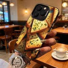 Funda de Teléfono Transparente con Diseño de Pan Tostado y Hierbas Verdes para  15 Pro Max  14 Pro  13  Galaxy S23 S22 S21 Adecuada para Todas las Estaciones Elección de Regalo Perfecta - Negro - Ver 7