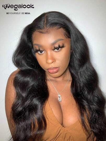 MEGALOOK 20英寸100%真人发预剪6x5蕾丝水波纹假发 - 透明蕾丝预漂白预拔毛自然发际线无胶假发，易于佩戴，自然色假发，带抽绳帽，巴西真人发假发 - 新手友好，外观自然，适合日常佩戴，可打造办公室、僵尸新娘、万圣节、派对、Y2K、坏女孩、度假、户外角色扮演、校园、学校假期、圣诞节、派对、婚礼、节日等各种造型，适合女性佩戴。