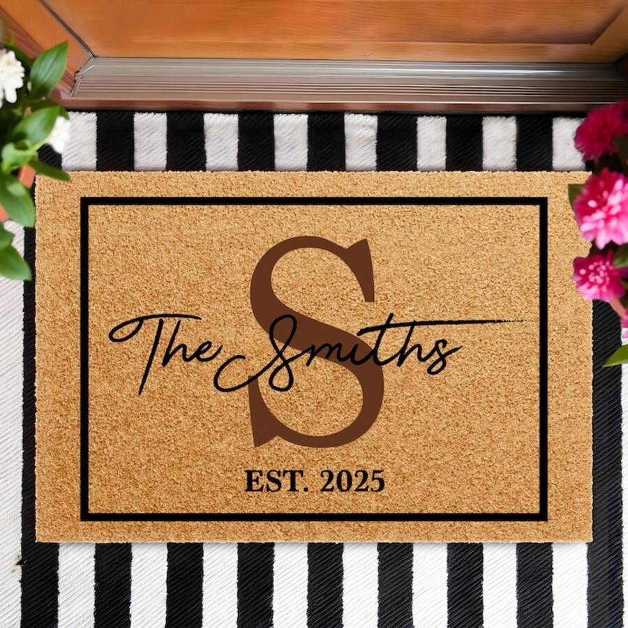 Artsadd Personalized Door Mat With Family Name, Wedding Gift For Couples, Home Entry Decor, Housewarming Gift, Custom Garden Decor Doormat, Custom Yard Welcome Mats For Outdoor, Thanksgiving Gift, Christmas Day Gift - 24"X16"/30"X18" - default - View 1