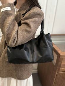 Minimalist Style Women's Shoulder Bag, Tote Bag, Fashion Large Capacity Handbag - Black - View 6