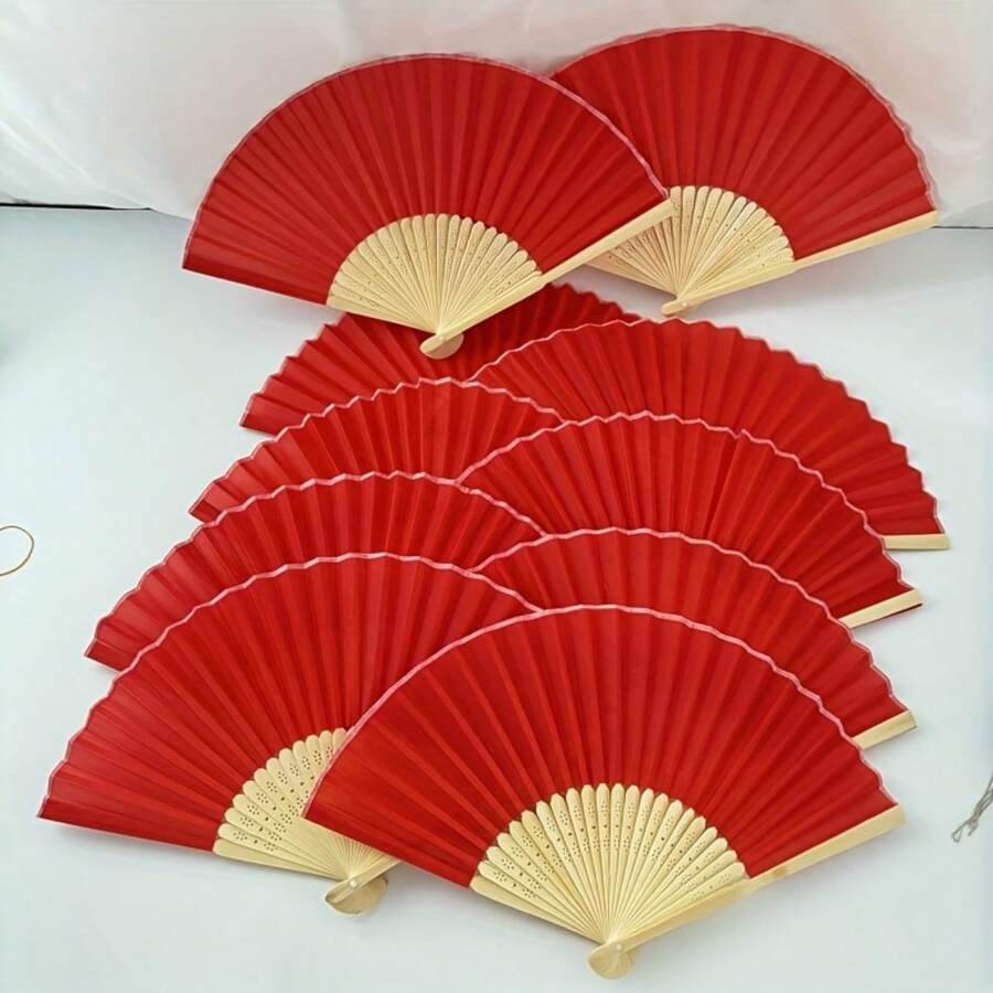 1个优雅红色竹制折叠扇 - 手持迷你扇，适合婚礼和新娘舞会礼物、DIY摄影道具、墙面装饰、婚礼礼物、婚礼装饰 | 优雅扇子 | 竹制结构，婚礼装饰，妇女节，旅行必备品，婚礼回礼，Y2K，卧室，汽车配件，厨房装饰，可爱小物，母亲节礼物，卧室装饰，花园，厨房装饰，夏季，海滩，旅行必备品，房间装饰，软萌玩具，毕业季 - 彩色 - 查看 1