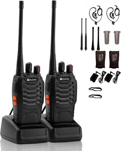 Radios de Comunicación Inalámbricos 2 Piezas, Walkie Talkie de Largo Alcance, Recargable con Base de Carga a Prueba de Agua, Radios Walkie Talkie para Guardia, Almacé (2)