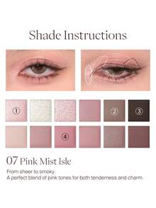 JOOCYEE 12 Shades Eyeshadow Palette, All-In-One Eyeshadow, Highlighter And Contour Palette, Matte Earth Tone Colors, Suitable For Natural Everyday Makeup To Dramatic Looks, Versatile - 07 粉霧嶼 - 查看 4