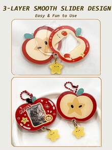 CyberDyer 3-Layer Smooth Sliding Acrylic Photo Frame Keychain, Durable & Elegant, Fits 1-Inch Photos - Customizable Card Holder Pendant, Lovely Gift For Friends And Family - A - View 4