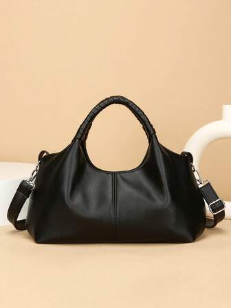 حقيبة يد نسائية جلد PU عتيقة جديدة، حقيبة كتف بسحاب موضة مع حزام قابل للفصل، حقيبة عمل وسفر 2 في 1 للنساء، باللون الرمادي والأسود والأخضر