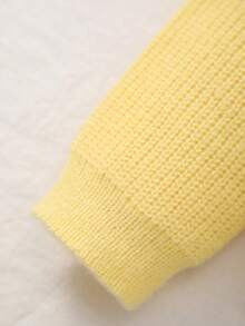 少女个性领纽扣开衫，秋冬季 - 黃色 - 查看 7