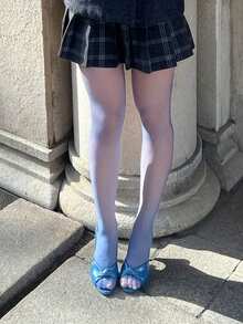 1 Pair Sexy & Romantic Shiny Blue-Green Pantyhose, Suitable For Daily Wear And Parties