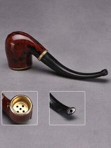 Pipa curva vintage, pipa de resina duradera, pipa de cobre mini portátil, pipa compacta, experiencia de fumar suave, fácil de limpiar y estructura resistente, adecuada para principiantes, viajes, uso en el hogar o al aire libre, accesorios para fumar, accesorios para puros - Multicolor - Ver 6