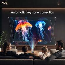 Miniproyector AOC con 4K/HD, WiFi/Bluetooth | 220 ANSI | Corrección trapezoidal automática | Rotación de 180° para viajes/acampada - Blanco - Ver 5