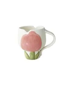 1pc INS Style High-Quality Tulip Ceramic Mug, Coffee Cup, Breakfast Milk Oatmeal Cup, Office Water Cup, Home Afternoon Tea Latte Cup, Juice Beverage Cup, Holiday Gift Cup For Family And Friends - Multicolor - View 9