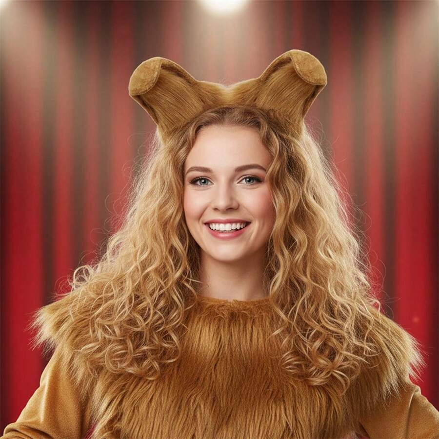 Bonita diadema con orejas de peluche de animal, aro único para el pelo con orejas de perro, accesorio para cosplay para uso diario en vacaciones. - Marrón - Ver 1