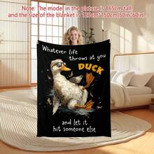 Cool Duck Sunglasses Flannel Throw Blanket, Humorous Motivational Design Soft Cozy Warm Lightweight Portable Blanket For Couch Sofa Bed, Gift For Men Women Friends Family, Travel Camping Car Office Use, Machine Washable All Seasons Comfort - Multicolor - View 13