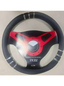 Universal Traditional Tuning Steering Wheel Cover, Plain Black, Non-Slip - Black and Silver - View 8