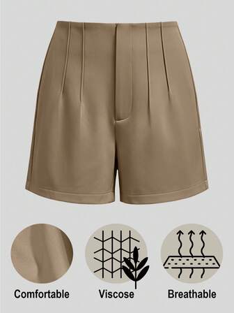 优雅办公室褶皱腰修身女式短裤